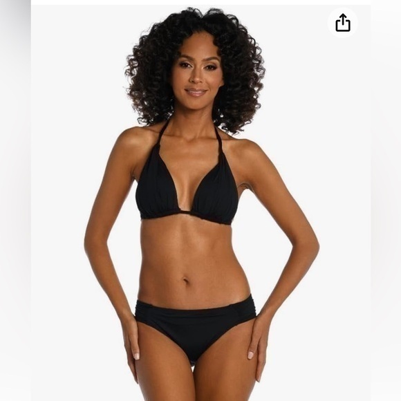 La Blanca Women's Island Goddess Halter Triangle Swimsuit Top Size 6 Black